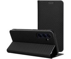Dėklas Oem LUNA Book Carbon skirtas Samsung Galaxy S25 Ultra juodos spalvos