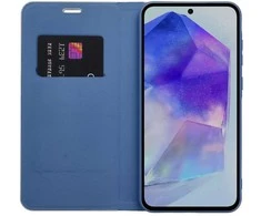 Dėklas Oem LUNA Book Carbon skirtas Xiaomi Redmi Note 14 4G (GLOBAL - 163,25mm x 76,55mm x 8,16mm) mėlynos spalvos