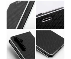 Dėklas Oem LUNA Book Carbon skirtas Xiaomi Redmi Note 14 PRO 5G / 14 PRO PLUS 5G juodos spalvos