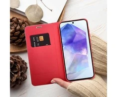Dėklas Oem LUNA Book Carbon skirtas Xiaomi Redmi Note 14 4G (GLOBAL - 163,25mm x 76,55mm x 8,16mm) red