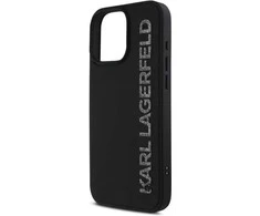 Dėklas Karl Lagerfeld HC 3D Rubber Elongated Glitter Apple iPhone 16 juodos spalvos