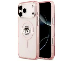 Karl Lagerfeld dėklas, skirtas IPHONE 17 Pro Max, suderinamas su MagSafe KLHMP17XHGCHGKBP (IML Choupette Sketch Logo), rožinis