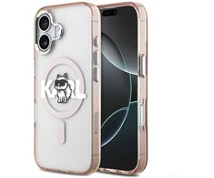 Karl Lagerfeld dėklas, skirtas IPHONE 17, suderinamas su „MagSafe KLHMP17SHGCHGKBP“ (IML Choupette eskizo logotipas), rožinis