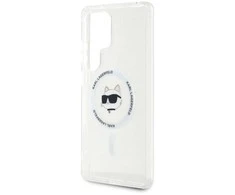 Dėklas Karl Lagerfeld Button Choupette Head Printed Logo MagSafe Samsung Galaxy S25 Ultra baltas