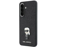 Karl Lagerfeld Fixed Glitter Metal Ikonik dėklas skirtas Samsung Galaxy A57 juodos spalvos