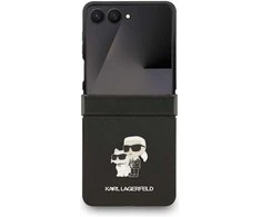 Karl Lagerfeld Saffiano Karl&amp;Choupette Pin dėklas skirtas Samsung Galaxy Z Flip7 Juodas