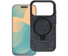 Oem iPhone 15 Pro dėklas su Quartz Circle stovu Mag dangtelis juodas