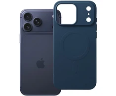 OEM dėklas, skirtas iPhone 17 Pro Max / 18 Pro Max silikoniniam Mag dėklui, suderinamas su MagSafe (didele skylute), tamsus mėlynas
