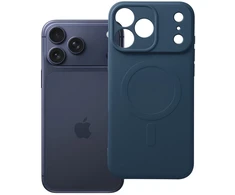 OEM dėklas, skirtas iPhone 17 Pro Max / 18 Pro Max silikoniniam Mag dėklui, suderinamas su MagSafe (fotoaparato apsauga), tamsus mėlynas