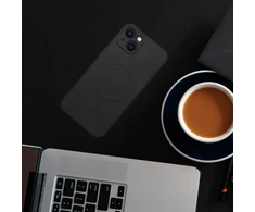 OEM dėklas, skirtas iPhone 17 Pro Max / 18 Pro Max, silikoninis Mag dėklas, suderinamas su MagSafe (didelė skylė), juodas