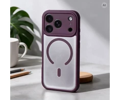 OEM dėklas iPhone 18 Pro / 17 Pro, pilnai matinis, su MagSafe suderinamas dangtelis, bordinė spalva