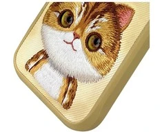 Dėklas Nimmy Apple iPhone 16 Pro 6.3" chaki spalvos su „Big Eyed Pet 2.0 Cat“