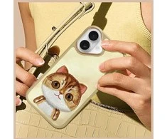 Nimmy dėklas Apple iPhone 16 6.1″ khaki Big Eyed Pet 2.0 Cat