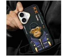 Nimmy dėklas Apple iPhone 16 6.1″ juodos spalvos Cool&amp;Cute 2.0 Monkey