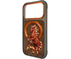Dėklas NIMMY case MAGNETIC FANTASY ANIMAL HORSE compatible with MagSafe for IPHONE 18 Pro/17 Pro oranžinis