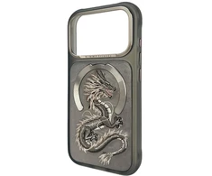 Dėklas NIMMY case MAGNETIC FANTASY ANIMAL DRAGON compatible with MagSafe for IPHONE 18 Pro/17 Pro pilkas