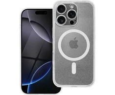 Dėklas, skirtas Samsung S26 PLUS skaidriam Mag Cover dėklui (STR / KAMEROS APSAUGA), suderinamas su MagSafe skaidriais blizgučiais