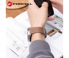 Dirželis Samsung Galaxy Watch Forcell F-Design FS21, eko odos, 22 mm, rudas, su skylutėmis