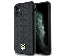 Apple iPhone 11 / XR DKNY odinis dėklas Monogram Pattern Metal Logo MagSafe (DKHMN61PSHRPSK) juodos spalvos