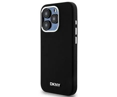 DKNY DKHMP14LSMCHLK Apple iPhone 14 Pro 6.1″ juodos spalvos kietas dėklas Liquid Silicone Small Metal Logo MagSafe