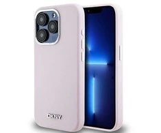 DKNY DKHMP14LSMCHLP Apple iPhone 14 Pro 6.1″ rožinės spalvos kietas dėklas Liquid Silicone Small Metal Logo MagSafe