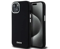 DKNY DKHMP15MSMCHLK Apple iPhone 15 Plus 14 Plus 6.7″ juodos spalvos kietas dėklas Liquid Silicone Small Metal Logo Ma