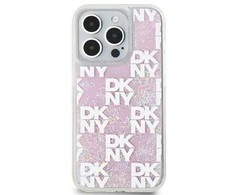 Apple iPhone 15 Pro DKNY dėklas Liquid Glitter Multilogo (DKHCP15LLCPEPP) rožinės spalvos