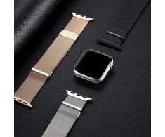 Nerūdijančio plieno magnetinė apyrankė išmaniajam laikrodžiui DUX DUCIS MILANESE, skirta Apple Watch 42 / 44 / 45 mm, juoda