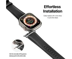 Dux Ducis apyrankė YS genuine leather skirta Apple Watch 38 / 40 / 41 mm juodas