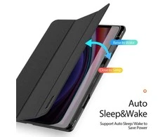 Dux Ducis Domo PU Odinis dėklas with Stand skirtas Samsung Tab S10+ / S9+ / S9 FE+ – juodos spalvos