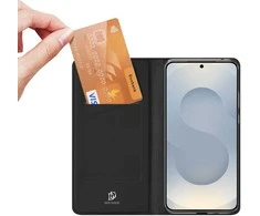 Dux Ducis Skin Pro dėklas skirtas Samsung Galaxy S25 Edge su Flip ir Card Slot - juodos spalvos