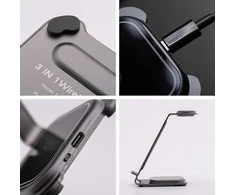 Forcell F-Energy 3in1 Simply Charge indukcinis įkroviklis, aliuminis, suderinamas su Apple Watch ir Samsung Watch, pilkas