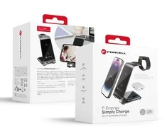 Forcell F-Energy 3in1 Simply Charge indukcinis įkroviklis, aliuminis, suderinamas su Apple Watch ir Samsung Watch, pilkas
