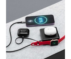 Daugiafunkcis įkroviklis Forcell F-Energy 6in1 USB A + USB C PD 45W + išorinė baterija 15000 mAh + belaidis įkrovimas 15W juodas