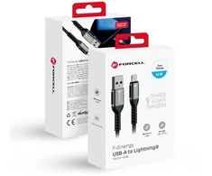 Cable USB A to Lightning Forcell F-Energy 2,4A 12W Cafule 1,2 m C257 juodas