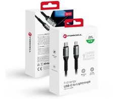 USB C - Lightning laidas Forcell F-Energy PD 3A 27W Cafule 1,2 m C259 juodas