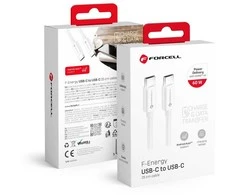 USB C į USB C laidas Forcell F-Energy QC4.0 PD 3A 60W 0,25 m C338 baltas