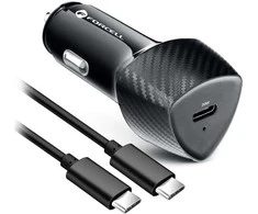 Car charger Forcell F-Energy Carbon USB C QC3.0 PD 3A 20W + cable USB C to USB C CC50-1C juodas
