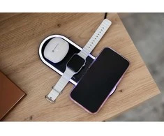 FORCELL F-ENERGY Ellipse belaidis įkroviklis 3in1 compatible with Apple Qi QC 15W juodas