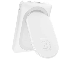 FORCELL F-ENERGY F10K2 MagStand nešiojama baterija, suderinama su MagSafe PD QC3.0 5A 20W 10000 mAh baltos spalvos