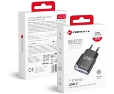Phone charger Forcell F-Energy Ultra Slim GaN III USB C PD QC4.0 3A 25W B125101-E juodas