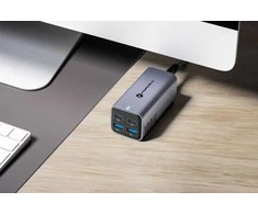 Desktop charger Forcell F-Energy GaN III 2 x USB C + 2 x USB A QC4.0 PD 5A 100W VT-49 pilka