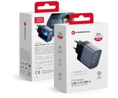 Įkroviklis Forcell F-Energy (1xUSB-C;1xUSB 4A 45W) juodas