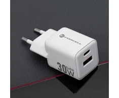 Telefono įkroviklis Forcell F-Energy Mini GaN III USB C + USB A QC4.0 PD 30W VT-35 baltas 0INT