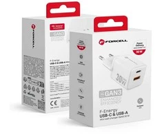 Telefono įkroviklis Forcell F-Energy Mini GaN III USB C + USB A QC4.0 PD 35W VT-35C baltas 0INT