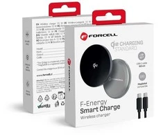 Belaidis įkroviklis Forcell F-Energy Smart Charge USB C Qi2 15W, suderinamas su MagSafe, su nuimamu laidu, 1,5 m ilgio, sidabrinis