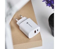 Įkroviklis Forcell (1xUSB-C;1xUSB 3A 30W) baltas