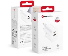 Phone charger Forcell F-Energy USB C + USB A QC4.0 PD 3A 35W TFK-TC-35WPD baltas