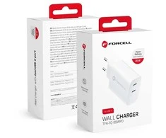 Įkroviklis Forcell (2xUSB-C 3A 35W) baltas