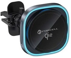 Wireless car phone holder compatible with Magsafe Forcell F-Grip Air Mag F-07 Qi2 15W air vent sidabrinis